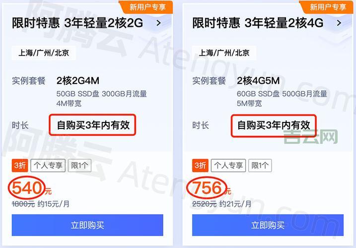 阿里云服务器报价一览，2核4G5M带宽仅需199元一年