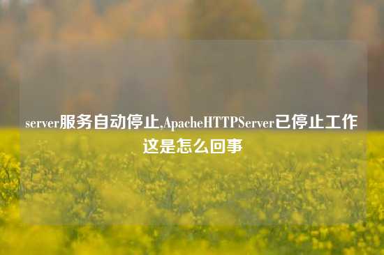 server服务自动停止,ApacheHTTPServer已停止工作这是怎么回事