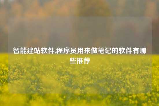 智能建站软件,程序员用来做笔记的软件有哪些推荐