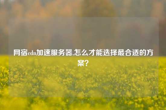 网宿cdn加速服务器,怎么才能选择最合适的方案？