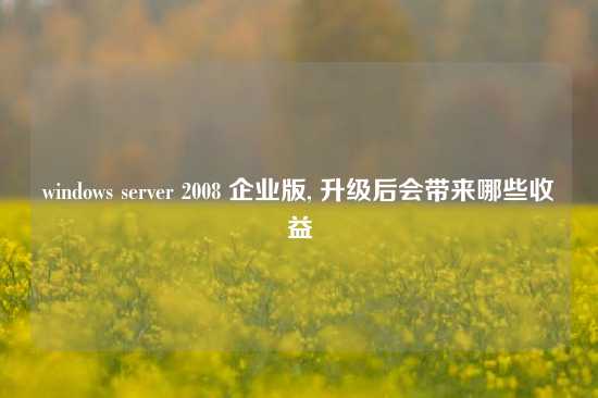 windows server 2008 企业版, 升级后会带来哪些收益