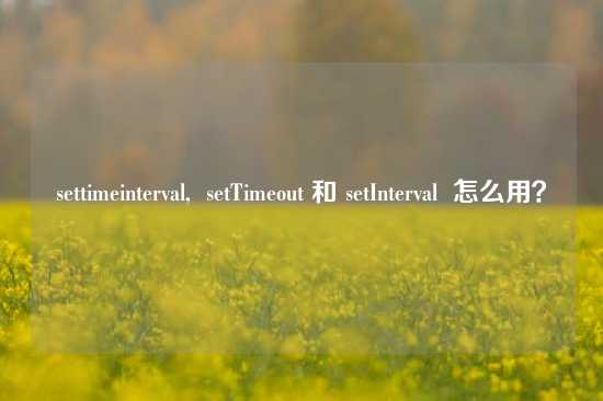 settimeinterval, setTimeout 和 setInterval 怎么用?