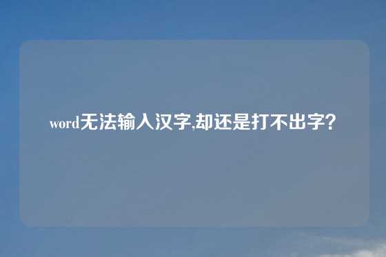word无法输入汉字,却还是打不出字？