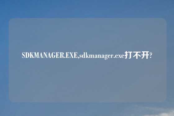 SDKMANAGER.EXE,sdkmanager.exe打不开?