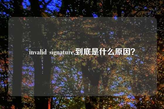 invalid signature,到底是什么原因？