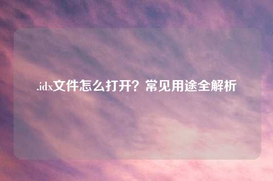 .idx文件怎么打开？常见用途全解析