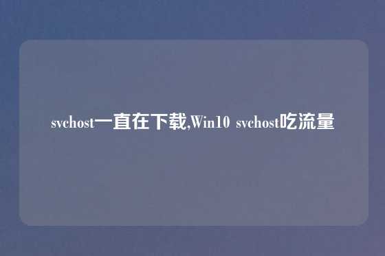 svchost一直在下载,Win10 svchost吃流量