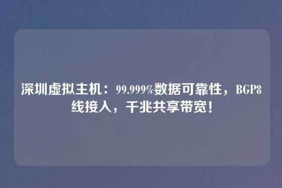 深圳虚拟主机:99.999%数据可靠性,BGP8线接入,千兆共享带宽!