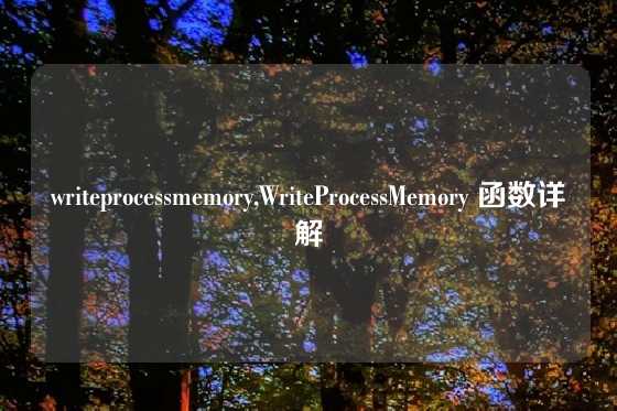 writeprocessmemory,WriteProcessMemory 函数详解