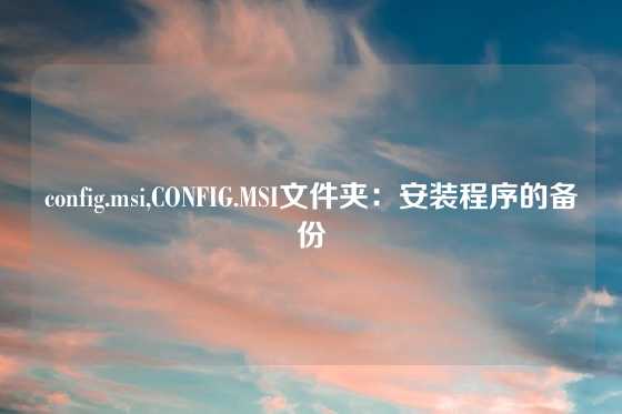 config.msi,CONFIG.MSI文件夹：安装程序的备份