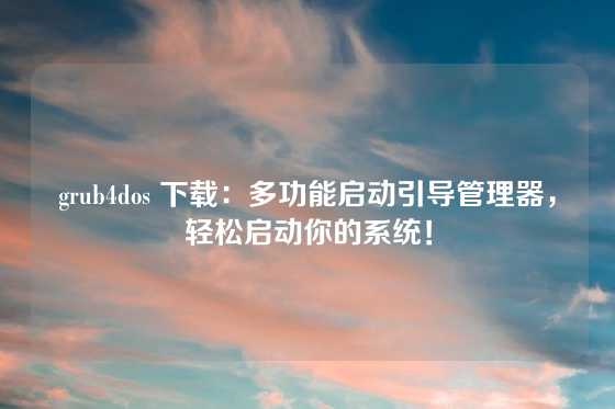 grub4dos 下载：多功能启动引导管理器，轻松启动你的系统！