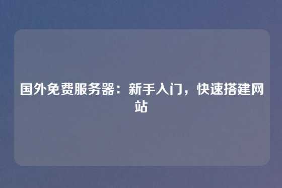 国外免费服务器:新手入门,快速搭建网站