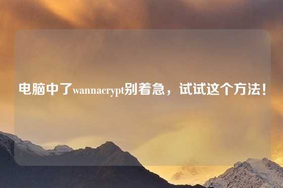 电脑中了wannacrypt别着急，试试这个方法！