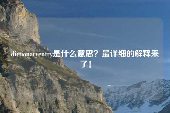 dictionaryentry是什么意思？最详细的解释来了！