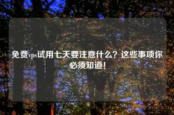 免费vps试用七天要注意什么？这些事项你必须知道！