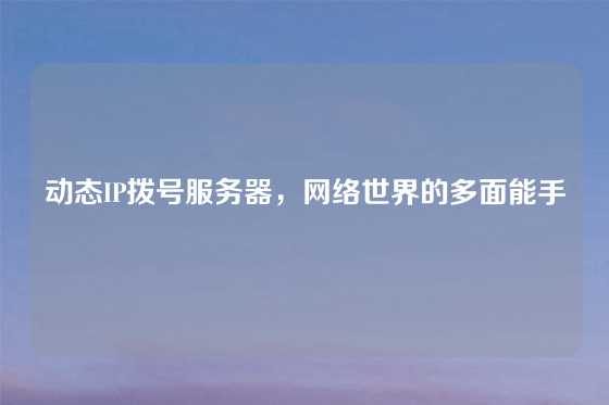 动态IP拨号服务器，网络世界的多面能手