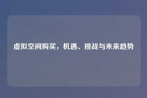 虚拟空间购买，机遇、挑战与未来趋势