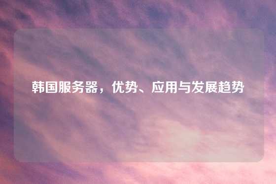 韩国服务器，优势、应用与发展趋势