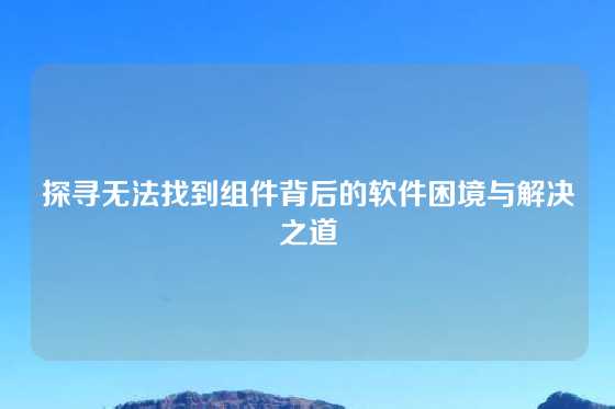 探寻无法找到组件背后的软件困境与解决之道