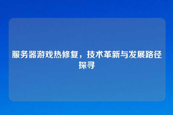 服务器游戏热修复，技术革新与发展路径探寻