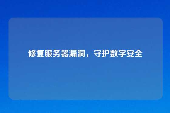 修复服务器漏洞，守护数字安全