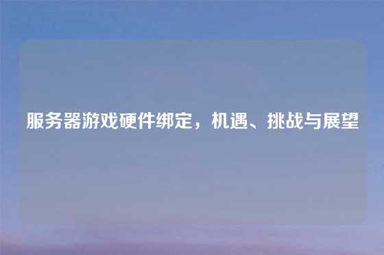 服务器游戏硬件绑定，机遇、挑战与展望