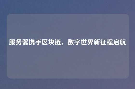 服务器携手区块链，数字世界新征程启航