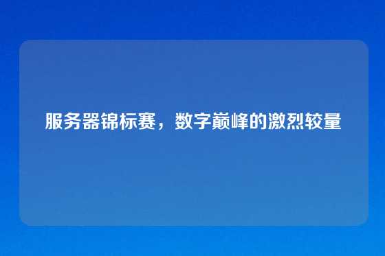 服务器锦标赛，数字巅峰的激烈较量