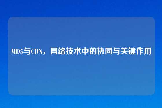 MD5与CDN，网络技术中的协同与关键作用