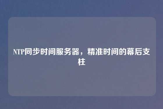 NTP同步时间服务器，精准时间的幕后支柱