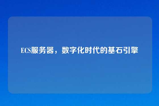 ECS服务器,数字化时代的基石引擎