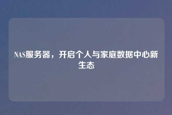 NAS服务器,开启个人与家庭数据中心新生态