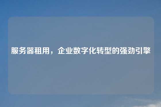 服务器租用，企业数字化转型的强劲引擎