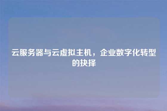 云服务器与云虚拟主机，企业数字化转型的抉择