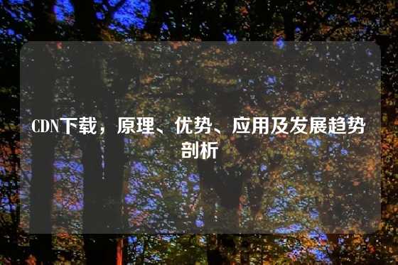 CDN下载，原理、优势、应用及发展趋势剖析