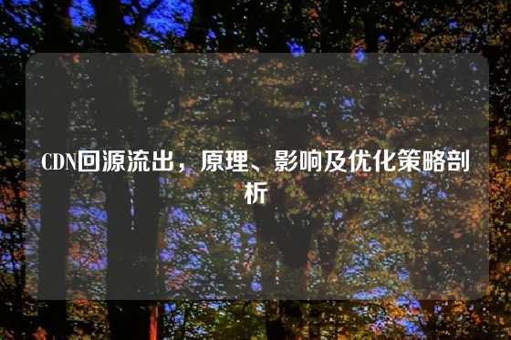CDN回源流出，原理、影响及优化策略剖析
