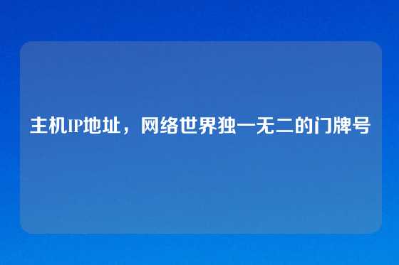 主机IP地址，网络世界独一无二的门牌号