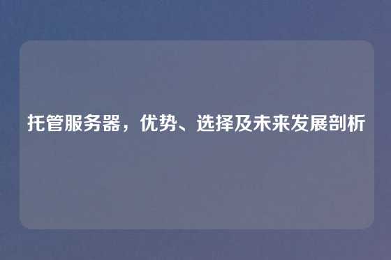 托管服务器，优势、选择及未来发展剖析