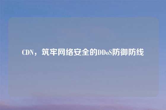 CDN，筑牢网络安全的DDoS防御防线