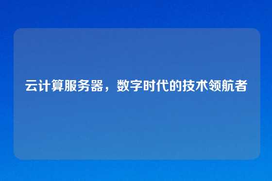 云计算服务器，数字时代的技术领航者