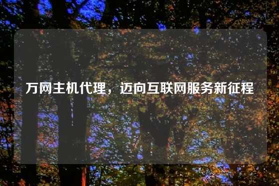 万网主机代理，迈向互联网服务新征程