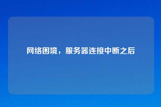 网络困境，服务器连接中断之后