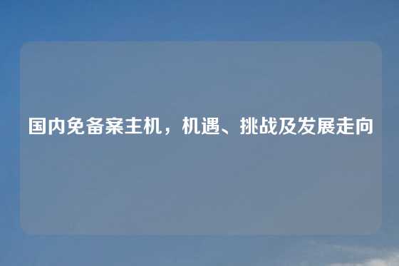 国内免备案主机，机遇、挑战及发展走向