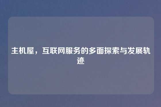 主机屋,互联网服务的多面探索与发展轨迹