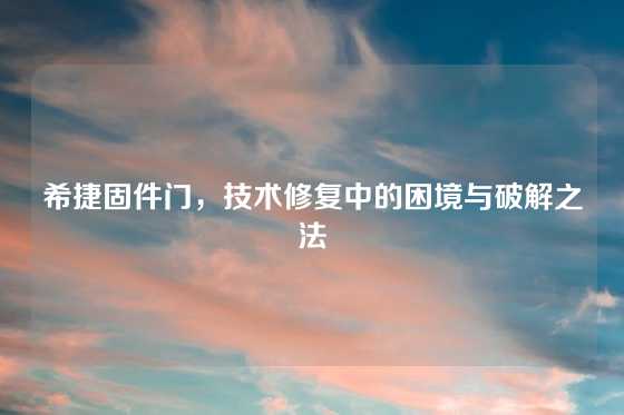 希捷固件门，技术修复中的困境与破解之法