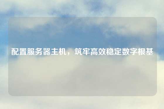 配置服务器主机，筑牢高效稳定数字根基