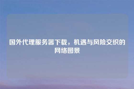 国外代理服务器下载,机遇与风险交织的网络图景