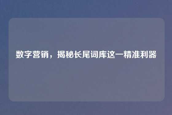 数字营销，揭秘长尾词库这一精准利器