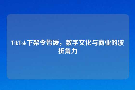 TikTok下架令暂缓,数字文化与商业的波折角力