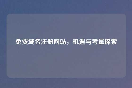 免费域名注册网站，机遇与考量探索